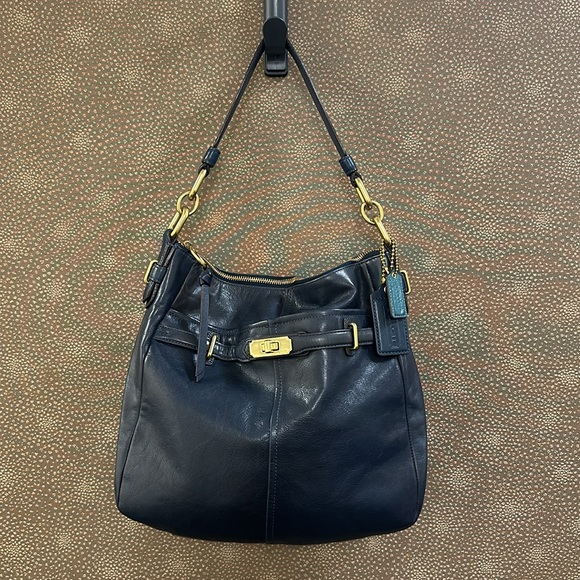 🔥🔥🔥Coach Chelsea Ashlyn Blue Leather Shoulder Bag - Picture 11 of 16